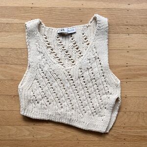 Zara Ivory Knit Crop Top